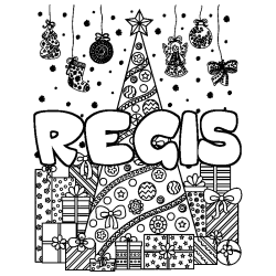 Coloración del nombre REGIS - decorado árbol de Navidad y regalos