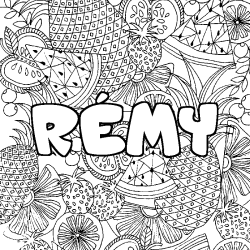 Coloración del nombre RÉMY - decorado mandala de frutas