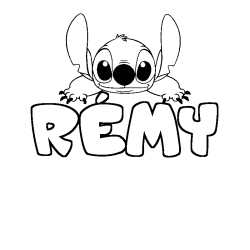 Coloración del nombre RÉMY - decorado Stitch