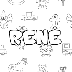 Coloración del nombre RENÉ - decorado juguetes