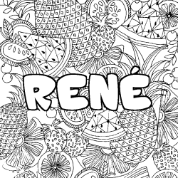 Coloración del nombre RENÉ - decorado mandala de frutas