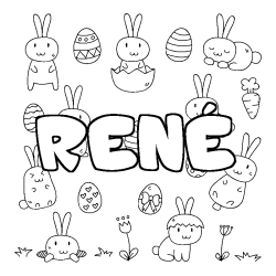 Coloración del nombre RENÉ - decorado Pascua