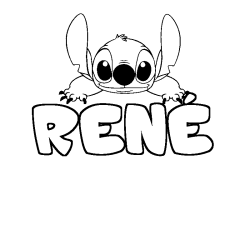 Coloración del nombre RENÉ - decorado Stitch