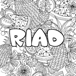 Coloración del nombre RIAD - decorado mandala de frutas