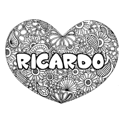 Coloración del nombre RICARDO - decorado mandala de corazón