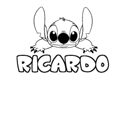 Coloración del nombre RICARDO - decorado Stitch