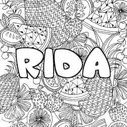 Coloración del nombre RIDA - decorado mandala de frutas