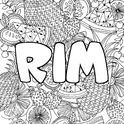 Coloración del nombre RIM - decorado mandala de frutas