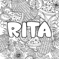 Coloración del nombre RITA - decorado mandala de frutas