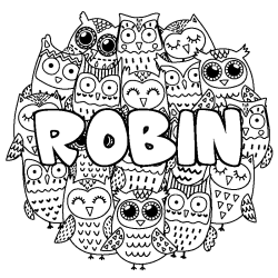 Coloración del nombre ROBIN - decorado búhos