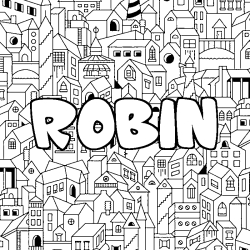 Coloración del nombre ROBIN - decorado ciudad