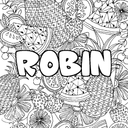 Coloración del nombre ROBIN - decorado mandala de frutas