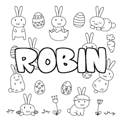 Coloración del nombre ROBIN - decorado Pascua