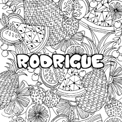 Coloración del nombre RODRIGUE - decorado mandala de frutas