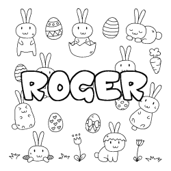 Coloración del nombre ROGER - decorado Pascua