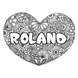 Coloración del nombre ROLAND - decorado mandala de corazón