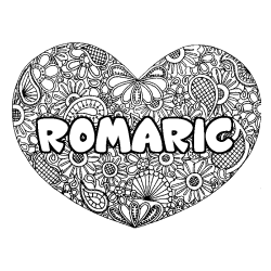 Coloración del nombre ROMARIC - decorado mandala de corazón