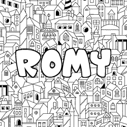 Coloración del nombre ROMY - decorado ciudad