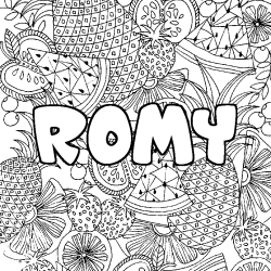 Coloración del nombre ROMY - decorado mandala de frutas