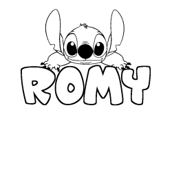 Coloración del nombre ROMY - decorado Stitch