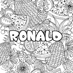 Coloración del nombre RONALD - decorado mandala de frutas