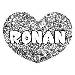 Coloración del nombre RONAN - decorado mandala de corazón