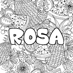 Coloración del nombre ROSA - decorado mandala de frutas