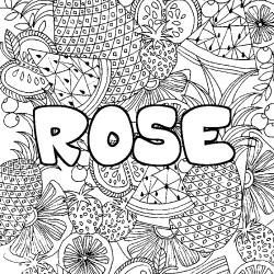 Coloración del nombre ROSE - decorado mandala de frutas