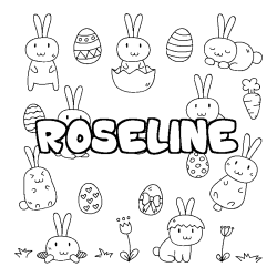 Coloración del nombre ROSELINE - decorado Pascua