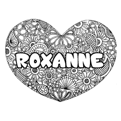 Coloración del nombre ROXANNE - decorado mandala de corazón