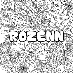 Coloración del nombre ROZENN - decorado mandala de frutas