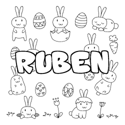 Coloración del nombre RUBEN - decorado Pascua