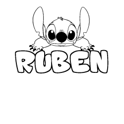 Coloración del nombre RUBEN - decorado Stitch