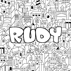 Coloración del nombre RUDY - decorado ciudad