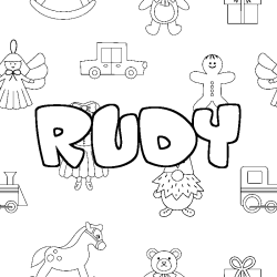 Coloración del nombre RUDY - decorado juguetes