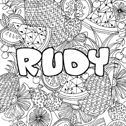 Coloración del nombre RUDY - decorado mandala de frutas