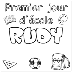 Coloración del nombre RUDY - decorado primer día de escuela