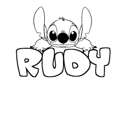 Coloración del nombre RUDY - decorado Stitch