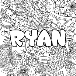 Coloración del nombre RYAN - decorado mandala de frutas