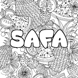 Coloración del nombre SAFA - decorado mandala de frutas