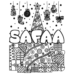 Coloración del nombre SAFAA - decorado árbol de Navidad y regalos