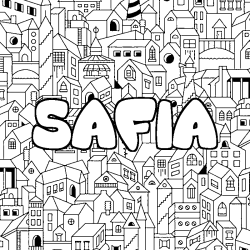 Coloración del nombre SAFIA - decorado ciudad