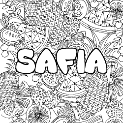 Coloración del nombre SAFIA - decorado mandala de frutas