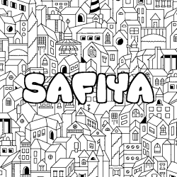 Coloración del nombre SAFIYA - decorado ciudad