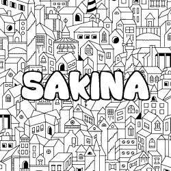 Coloración del nombre SAKINA - decorado ciudad