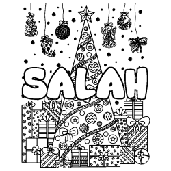 Coloración del nombre SALAH - decorado árbol de Navidad y regalos