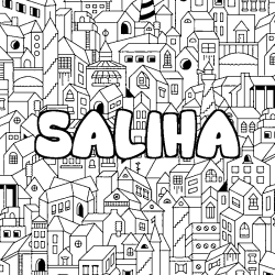 Coloración del nombre SALIHA - decorado ciudad