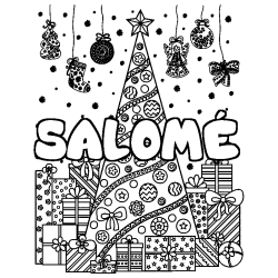 Coloración del nombre SALOMÉ - decorado árbol de Navidad y regalos