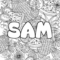 Coloración del nombre SAM - decorado mandala de frutas