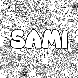 Coloración del nombre SAMI - decorado mandala de frutas